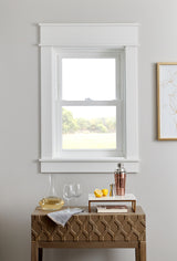 Pella 150 Series Replacement 23-1/2-in x 53-1/2-in White Vinyl Low-E Argon Double Hung Window, Full Screen Included