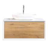 Santa Monica 36 in. W x 22 in. D x 16 in. H Single Bath Vanity in White with White Vessel Sink