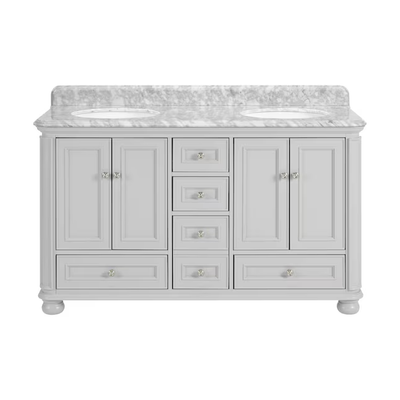 allen + roth Wrightsville 60-in Light Gray Undermount Double Sink Bathroom Vanity with Carrara Natural Marble Top