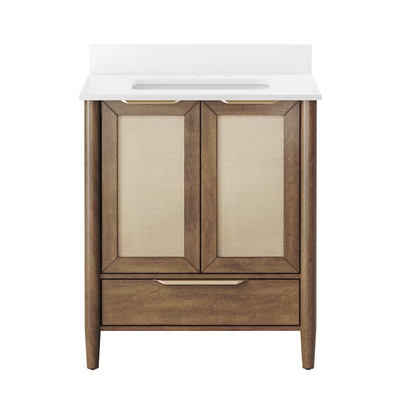 Origin 21 Westmoreland 30-in Walnut Undermount Single Sink Bathroom Vanity with White Engineered Stone Top