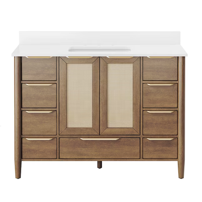 Origin 21 Westmoreland 48-in Walnut Undermount Single Sink Bathroom Vanity with White Engineered Stone Top