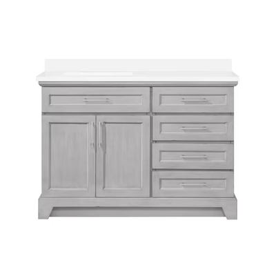 allen + roth Felix 48-in Vintage Gray Undermount Single Sink Bathroom Vanity with White Engineered Stone Top