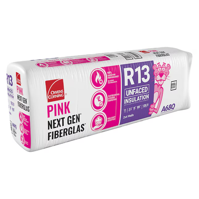 Owens Corning R-13 Unfaced Fiberglass Insulation Batts 3.5 in. x 15 in. x 105 in. (5 Bags)