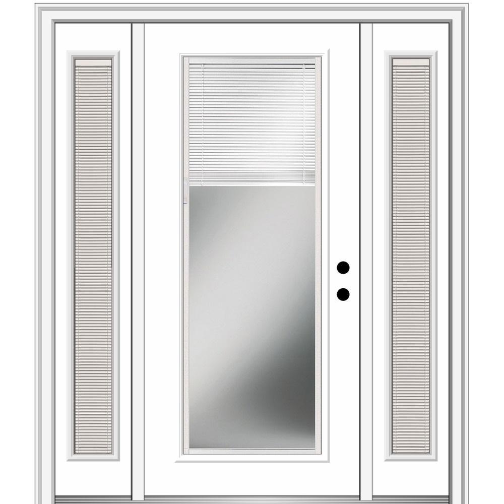 68.5 in. x 81.75 in. Internal Blinds Right-Hand Inswing Full Lite Clear Primed Steel Prehung Front Door with Sidelites - Super Arbor