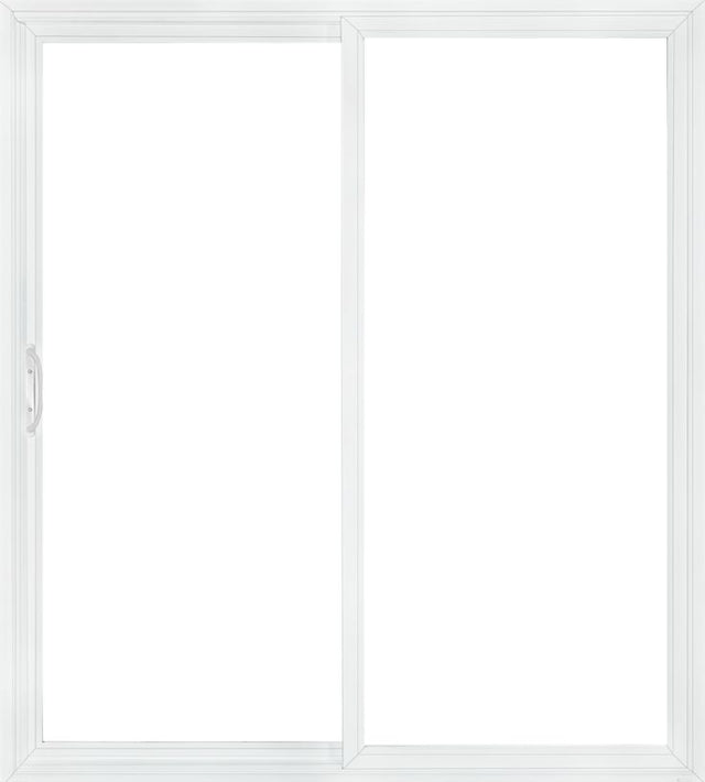 JELD-WEN V-4500 72-in x 80-in 4-9/16-in Low-e Argon Desert Sand Vinyl Sliding Left-Hand Sliding Double Patio Door Screen Included