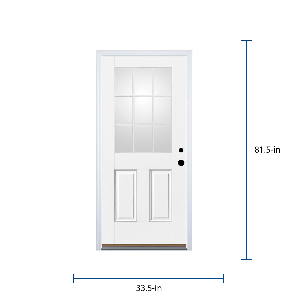 Therma-Tru Benchmark Doors 32-in x 80-in Fiberglass Half-Lite Left-Hand Inswing Ready-to-Paint Unfinished Prehung Single Front Door with Brickmould