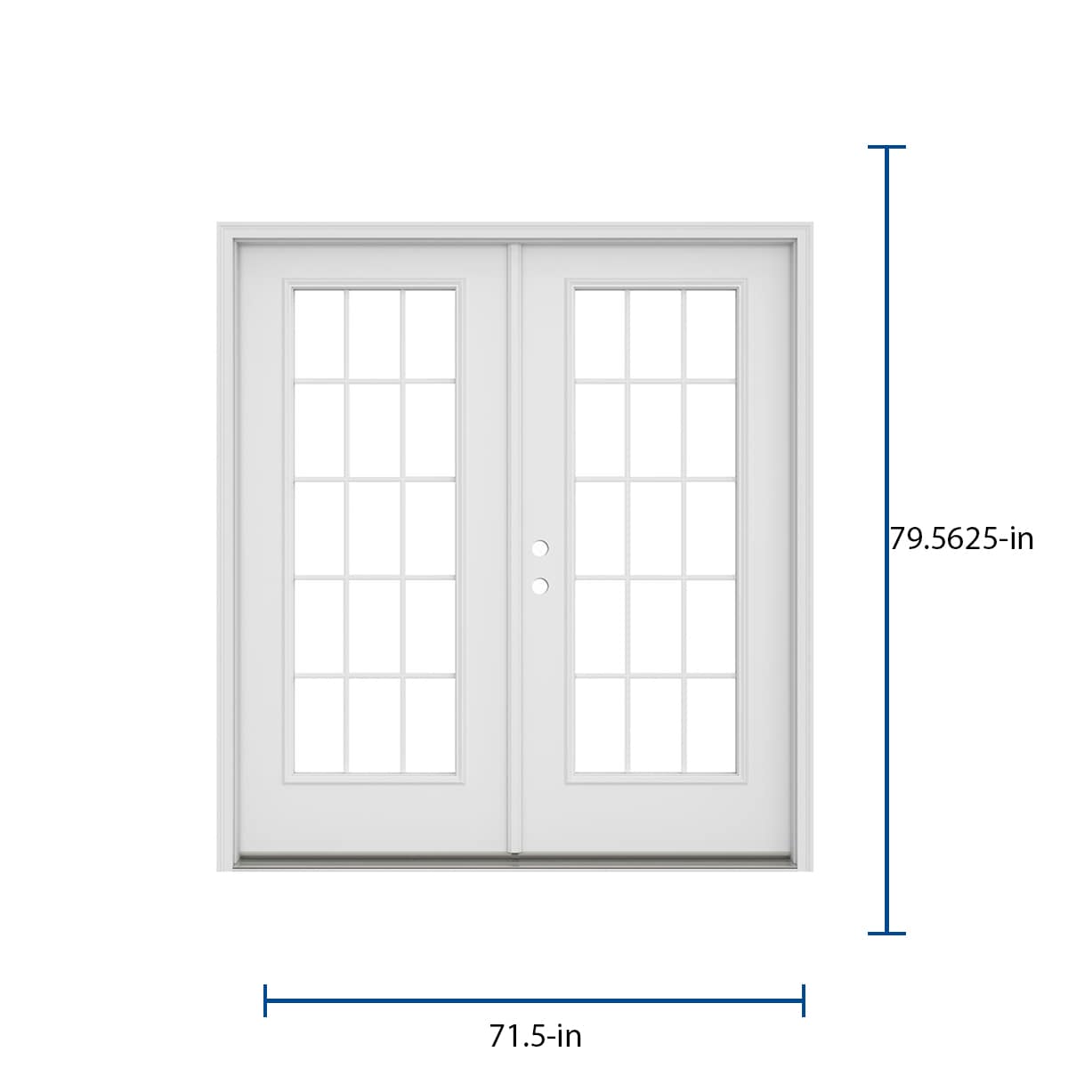 JELD-WEN 72-in x 80-in 4-9/16-in Low-E External Grilles Primed Steel French Right-Hand Inswing Double Patio Door