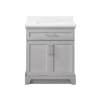 allen + roth Felix 30-in Vintage Gray Undermount Single Sink Bathroom Vanity with White Engineered Stone Top