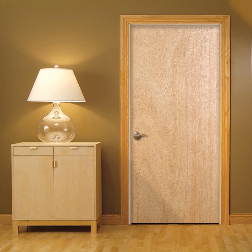 JELD-WEN Flush 32-in x 80-in Unfinished Lauan Veneer Hollow Core Right-Hand Single Prehung Interior Door