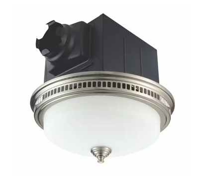 Decorative Brushed Nickel 110 CFM Ceiling Bathroom Exhaust Fan with Light and Glass Globe