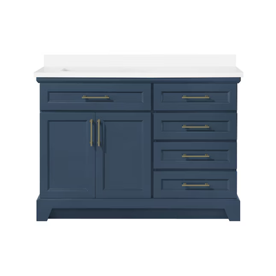 allen + roth Felix 48-in Grayish Blue Undermount Single Sink Bathroom Vanity with White Engineered Stone Top