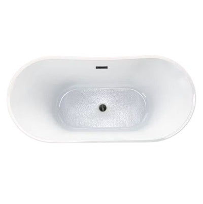Jayden 59 in. Acrylic FlatBottom Double Slipper Bathtub with Oil Rubbed Bronze Overflow and Drain Included in White