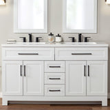 Style Selections Cauley 60-in White Double Sink Bathroom Vanity with White Cultured Marble Top