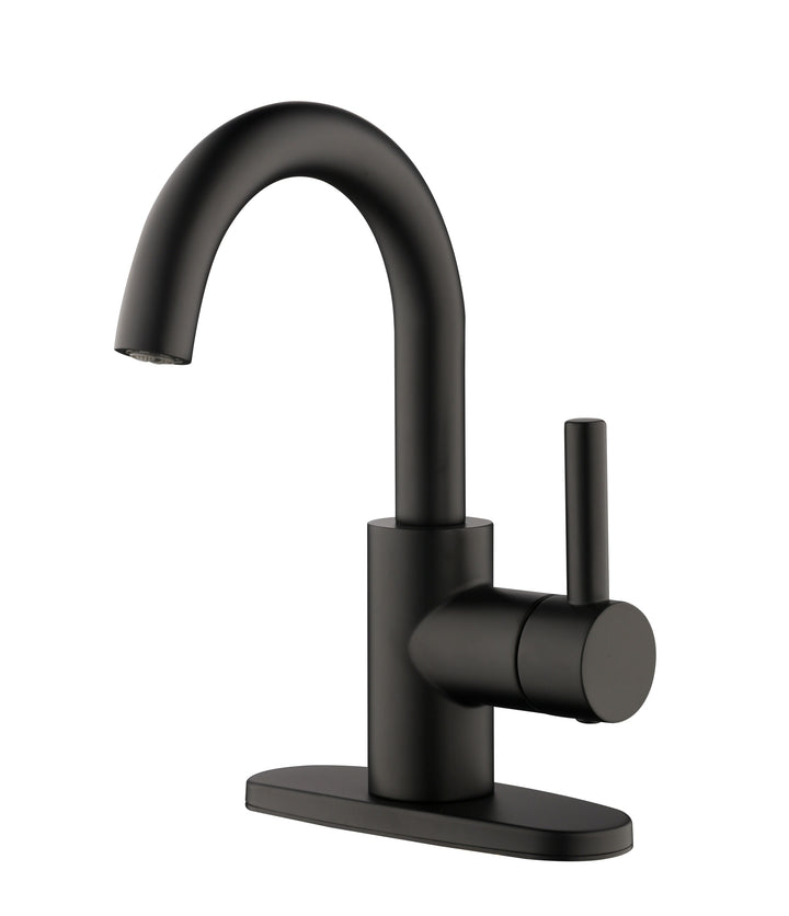 Jacuzzi Duncan Matte Black 1-Handle 4-in Centerset WaterSense Bathroom Sink Faucet with Drain