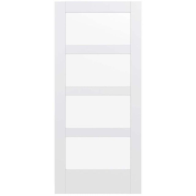 36 in. x 80 in. MODA Primed PMC1044 Solid Core Wood Interior Door Slab w/Clear Glass