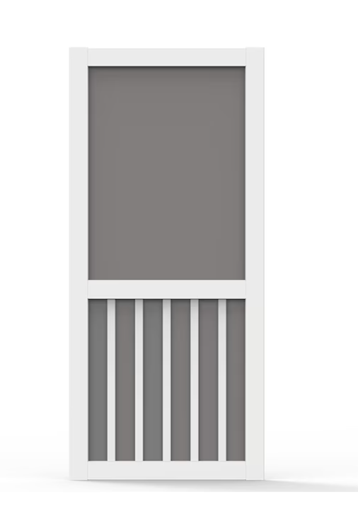 Screen Tight 5 Bar 32-in x 80-in White Vinyl Hinged Screen Door