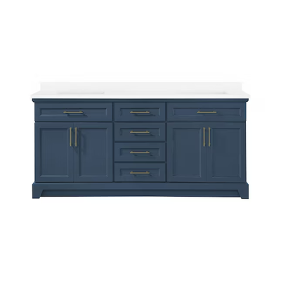 allen + roth Felix 72-in Grayish Blue Undermount Double Sink Bathroom Vanity with White Engineered Stone Top