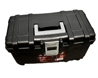 16 in. Plastic Portable Tool Box with Metal Latch (1.6 mm) in Black