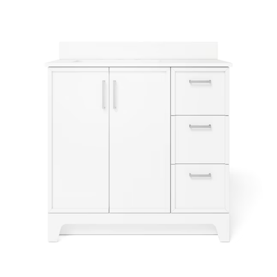 Style Selections Madix 36-in White Undermount Single Sink Bathroom Vanity with White Engineered Stone Top