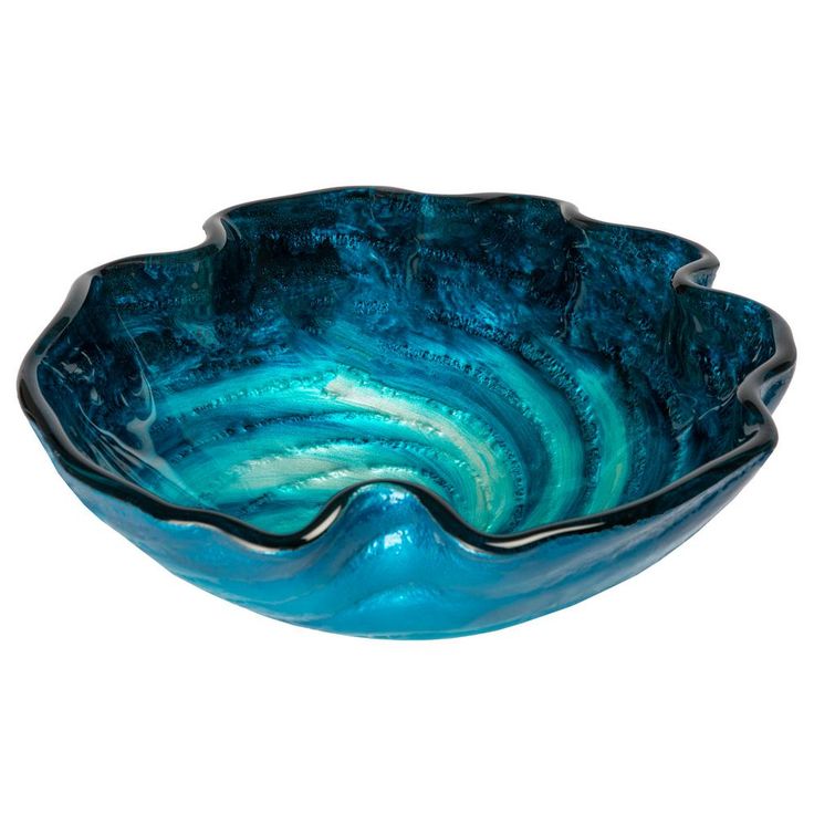 Eden Bath Caribbean Wave Glass Vessel Sink in Blue