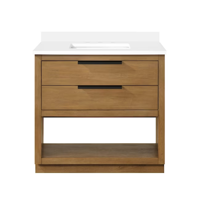 Origin 21 Beecham 36-in Almond Toffee Undermount Single Sink Bathroom Vanity with White Engineered Stone Top