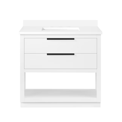 Origin 21 Beecham 36-in White Undermount Single Sink Bathroom Vanity with White Engineered Stone Top