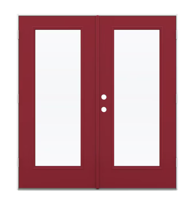 JELD-WEN 72-in x 80-in 4-9/16-in Low-E Cranberry Fiberglass French Left-Hand Outswing Double Patio Door