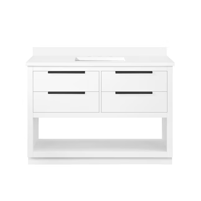 Origin 21 Beecham 48-in White Undermount Single Sink Bathroom Vanity with White Engineered Stone Top