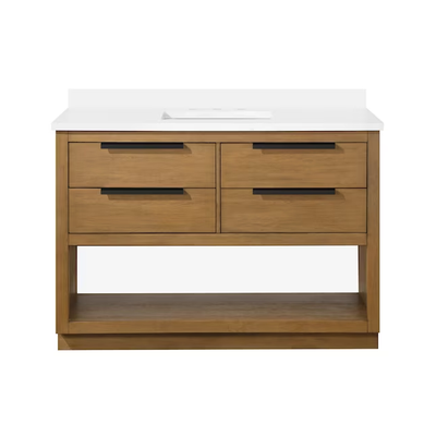 Origin 21 Beecham 48-in Almond Toffee Undermount Single Sink Bathroom Vanity with White Engineered Stone Top