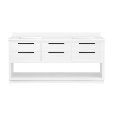 Origin 21 Beecham 72-in White Undermount Double Sink Bathroom Vanity with White Engineered Stone Top