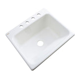 Kensington Drop-In Acrylic 25 in. 4-Hole Single Bowl Utility Sink in White - Super Arbor