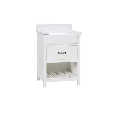 allen + roth Briar 25-in White Undermount Single Sink Bathroom Vanity with Carrara White Engineered Marble Top