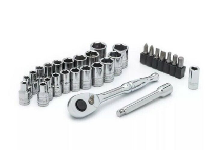 Husky 1/4 in. Drive Ratchet SAE/Metric Socket Set (30-Piece)