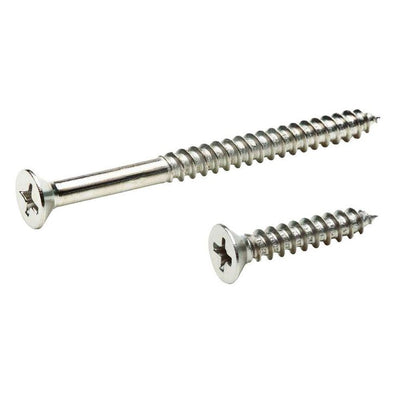 #9 x 1 in. and #9 x 2-1/4 in. Phillips Flat-Head Satin Nickel Door Hinge Wood Screw Kit (21-Pack)