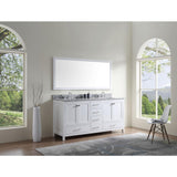 Caroline Madison 72 in. W Bath Vanity in White with Granite Vanity Top in Arctic White Granite with Square Basin - Super Arbor