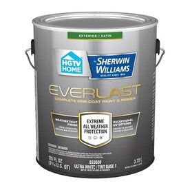 HGTV HOME by Sherwin-Williams Everlast Ultra White/Base1 Satin Exterior Tintable Paint (Actual Net Contents: 126-fl oz)