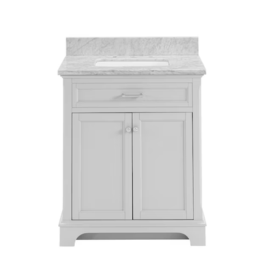 allen + roth Roveland 30-in Light Gray Undermount Single Sink Bathroom Vanity with Carrara Natural Marble Top