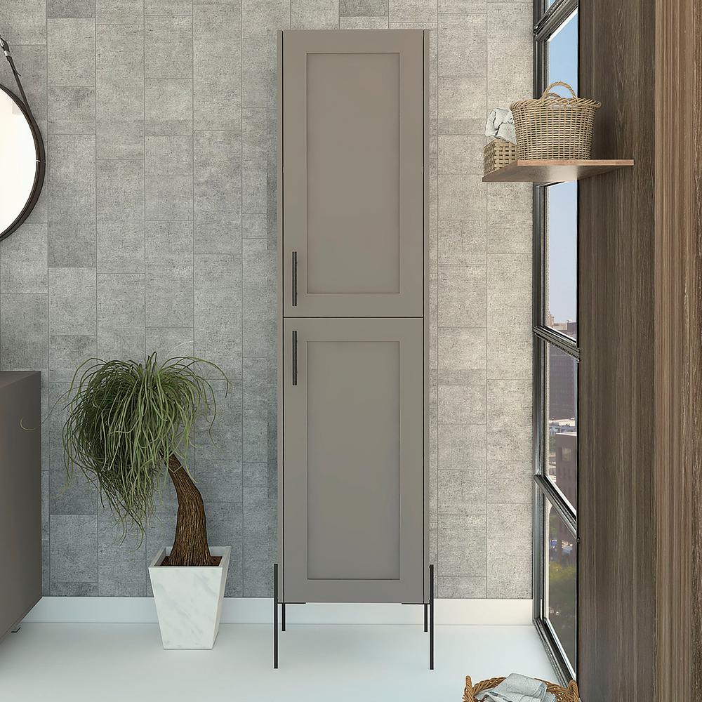 Svedin 18 in. W x 13 in. D x 71 in. H Free Standing Tall Bathroom Linen Cabinet in Taupe - Super Arbor
