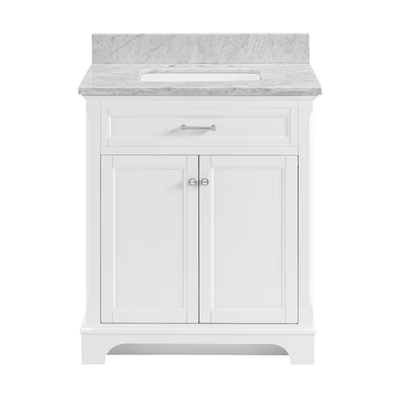 allen + roth Roveland 30-in White Undermount Single Sink Bathroom Vanity with Carrara Natural Marble Top