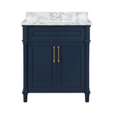 Aberdeen 24 in. W x 20 in. D Bath Vanity in White with Carrara Marble Top with White Sink - Super Arbor
