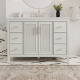 Style Selections Alaia 48-in Muse Gray Undermount Single Sink Bathroom Vanity with White Engineered Stone Top