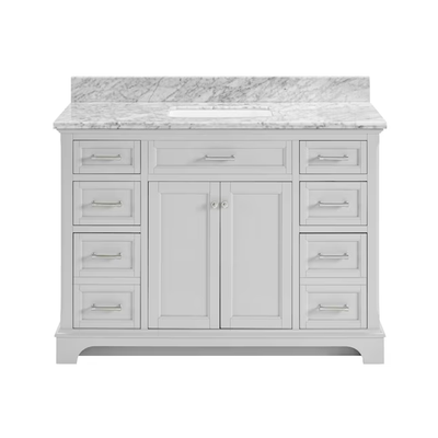 allen + roth Roveland 48-in Light Gray Undermount Single Sink Bathroom Vanity with Carrara Natural Marble Top