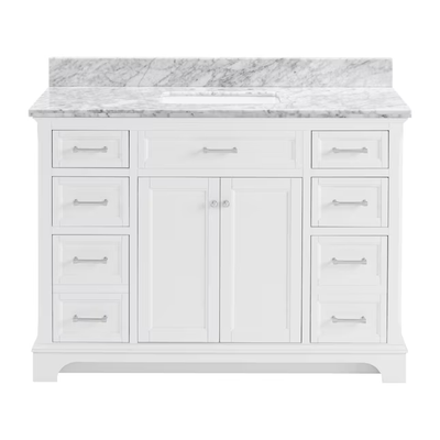 allen + roth Roveland 48-in White Undermount Single Sink Bathroom Vanity with Carrara Natural Marble Top