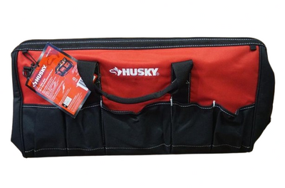 18 in. Wide Mouth Water Resistant Metal Hardware Dual-Zipper Tool Storage Bag with Shoulder Strap and 14 total pockets