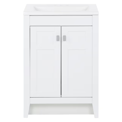 Diamond NOW Brenton 24-in White Single Sink Bathroom Vanity with White Cultured Marble Top