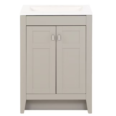Diamond NOW Brenton 24-in Gray Single Sink Bathroom Vanity with White Cultured Marble Top
