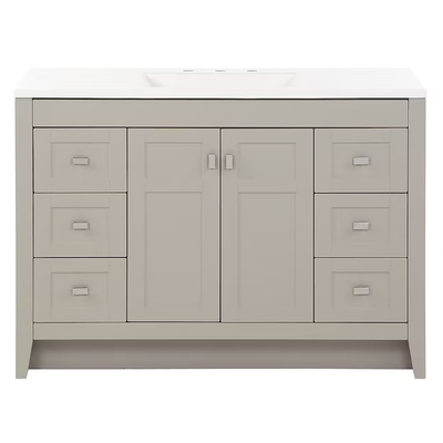Diamond NOW Brenton 48-in Gray Single Sink Bathroom Vanity with White Cultured Marble Top