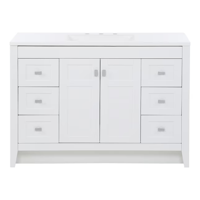 Diamond NOW Brenton 48-in White Single Sink Bathroom Vanity with White Cultured Marble Top