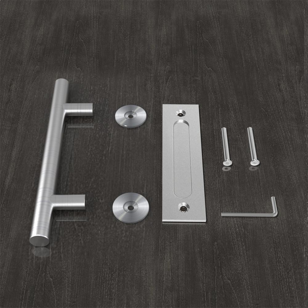 12 in. Stainless Steel Ladder Pull and Flush Sliding Barn Door Handle Set - Super Arbor