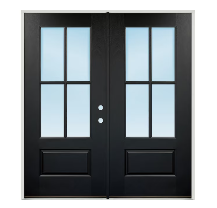 Greatview Doors 72-in x 80-in Fiberglass 3/4 Lite Left-Hand Inswing Fiberglass Painted Prehung Double Front Door Insulating Core